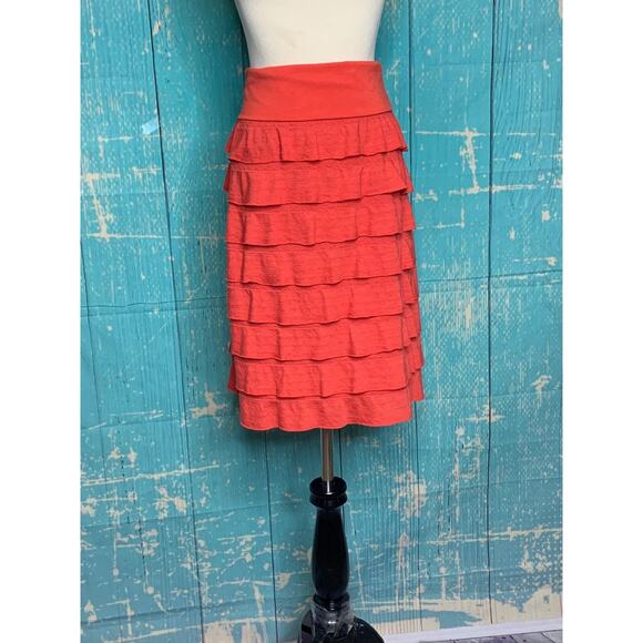 Max Studio orange ruffled pencil pull on skirt size small - Picture 6 of 6